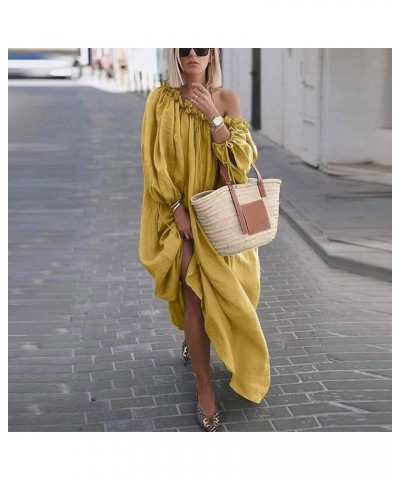 Women's Casual Jumpsuits Summer Size Daily Casual Open Shoulder Vintage Loose Boho Maxi Dress Sporty Dresses Yellow $9.41 Dre...