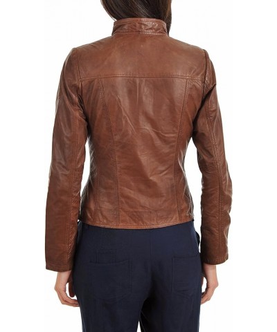 Women's Lambskin Leather Bomber Biker Jacket Tan $63.89 Coats