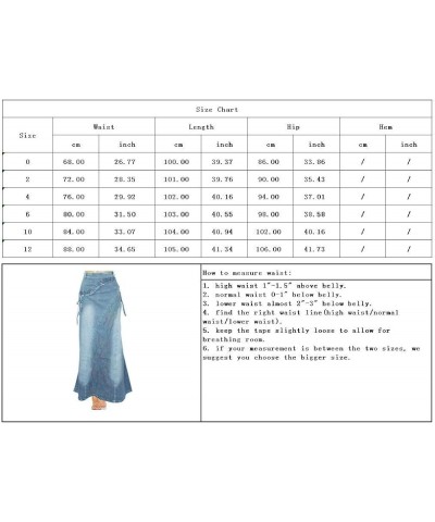 Women's Retro Full Length A-Line Fishtail Maxi Long Denim Jean Skirt Black $20.89 Skirts