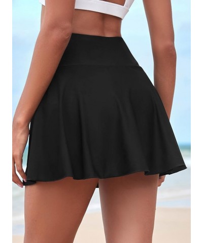 Women's High Waisted Bikini Bottom Tummy Control Swimsuit Bottom 2024 Summer Ruffle Swim Skirt UPF 50+ Black $15.18 Swimsuits