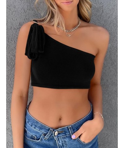 Crop Top for Women Halter Neck Summer Cropped Cami Tank Sexy Y2K Going Out Tops Halter Neck Or One Shoulder - Black $7.94 Tanks