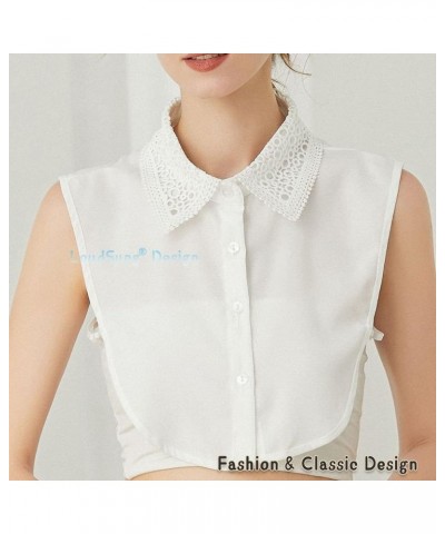 False Collar Detachable Blouse Fake Collar Half Shirt Ruffled Lace Top Elegant for Women Girls Design-c $9.17 Blouses