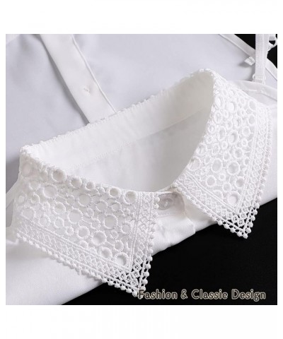 False Collar Detachable Blouse Fake Collar Half Shirt Ruffled Lace Top Elegant for Women Girls Design-c $9.17 Blouses