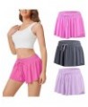 Womens 3 Pack Athletic Running Shorts with Inner Pockets Spandex Liner High Waist 2 in 1 Gym Skort Skirt Hot Pink Grey Light ...