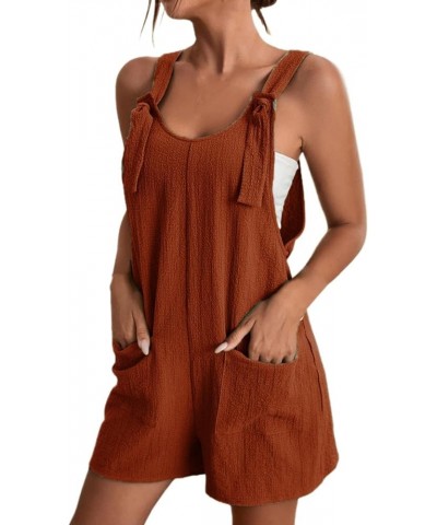 Jumpsuits for Women Summer Dressy Casual Sleeveless Bib Overalls Adjustable Strap Wide Leg Rompers with Pockets D05-brown $6....