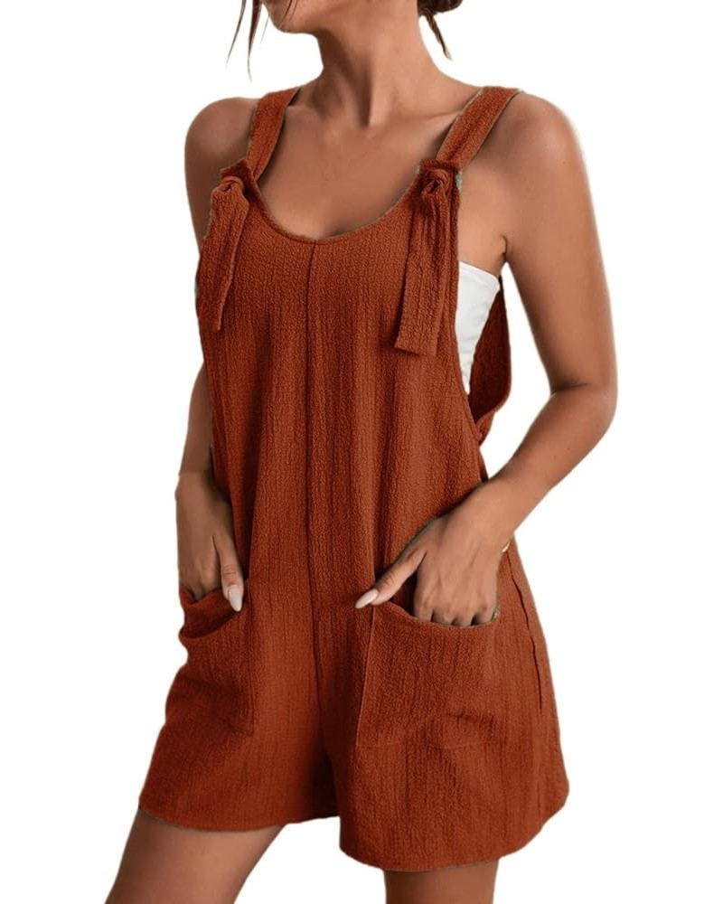 Jumpsuits for Women Summer Dressy Casual Sleeveless Bib Overalls Adjustable Strap Wide Leg Rompers with Pockets D05-brown $6....