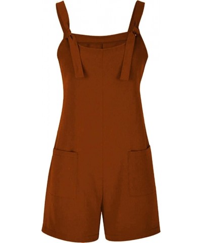 Jumpsuits for Women Summer Dressy Casual Sleeveless Bib Overalls Adjustable Strap Wide Leg Rompers with Pockets D05-brown $6....