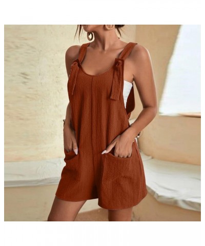 Jumpsuits for Women Summer Dressy Casual Sleeveless Bib Overalls Adjustable Strap Wide Leg Rompers with Pockets D05-brown $6....