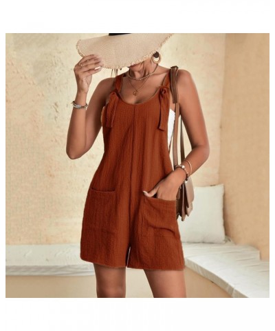 Jumpsuits for Women Summer Dressy Casual Sleeveless Bib Overalls Adjustable Strap Wide Leg Rompers with Pockets D05-brown $6....