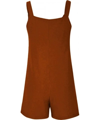 Jumpsuits for Women Summer Dressy Casual Sleeveless Bib Overalls Adjustable Strap Wide Leg Rompers with Pockets D05-brown $6....