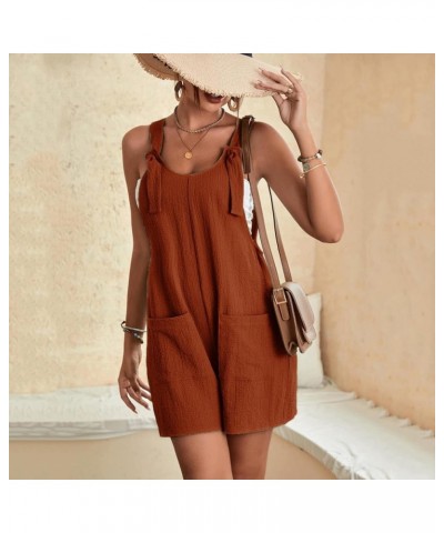 Jumpsuits for Women Summer Dressy Casual Sleeveless Bib Overalls Adjustable Strap Wide Leg Rompers with Pockets D05-brown $6....