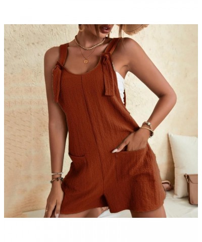 Jumpsuits for Women Summer Dressy Casual Sleeveless Bib Overalls Adjustable Strap Wide Leg Rompers with Pockets D05-brown $6....