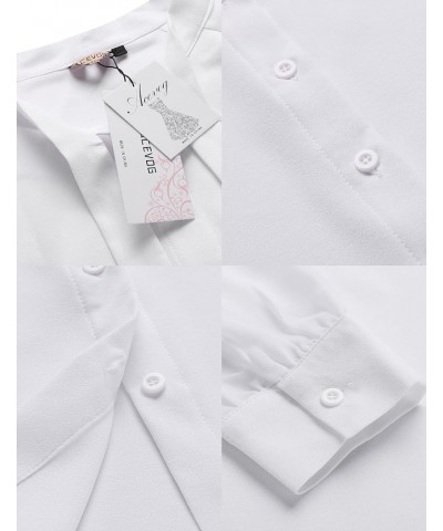 Women Bow Tie Neck Blouses Casual Tops Long Sleeve Button Shirts XS-XXL Style 2-white $14.74 Blouses