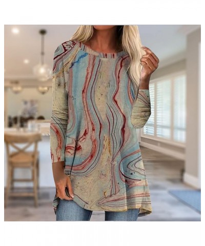 Women's Casual Crewneck Tops Long Sleeve Loose Fit Tunic to Wear with Leggings Trendy 2024 Vintage Print T Shirt A1-khaki $9....