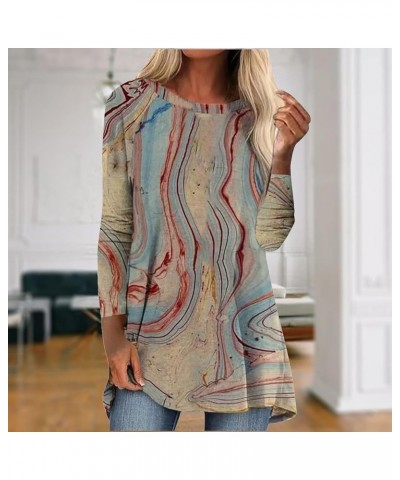 Women's Casual Crewneck Tops Long Sleeve Loose Fit Tunic to Wear with Leggings Trendy 2024 Vintage Print T Shirt A1-khaki $9....