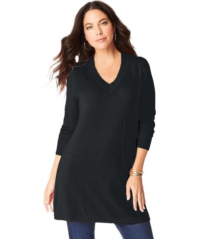 Women's Plus Size Cashmore Collection V-Neck Sweater Black $30.59 Sweaters