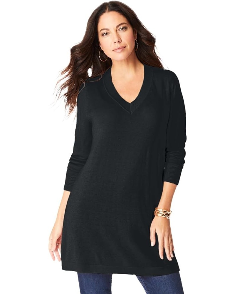 Women's Plus Size Cashmore Collection V-Neck Sweater Black $30.59 Sweaters