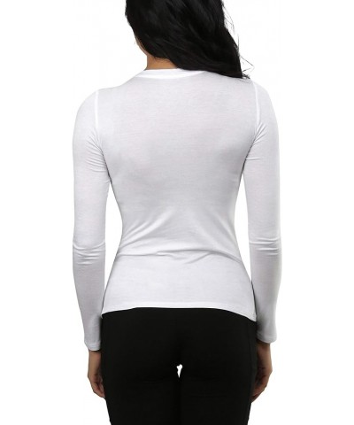 Women’s Classic Timeless Layering V-Neck Long Sleeve Top Off-white $9.15 T-Shirts