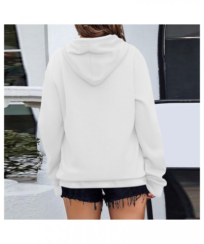 Women's Solid Color Sweatshirt Long Sleeve Fleece Pullover Hooded Fashion Sweater with Pockets White $8.05 Hoodies & Sweatshirts