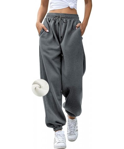 Womens High Waist Sweatpants Cotton Lounge Athletic Workout Joggers Pants with Pockets Dark Gray-fleece $15.39 Activewear