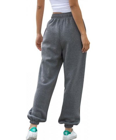 Womens High Waist Sweatpants Cotton Lounge Athletic Workout Joggers Pants with Pockets Dark Gray-fleece $15.39 Activewear