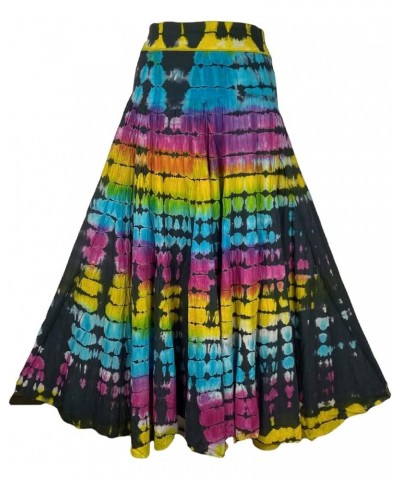 Women’s Tie-dye High Waistband Bohemian Printed A Line Flared Long Maxi Skirt Lined Plus Size 2X 3X Rainbow Multi 3 $18.43 Sk...