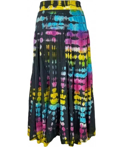 Women’s Tie-dye High Waistband Bohemian Printed A Line Flared Long Maxi Skirt Lined Plus Size 2X 3X Rainbow Multi 3 $18.43 Sk...