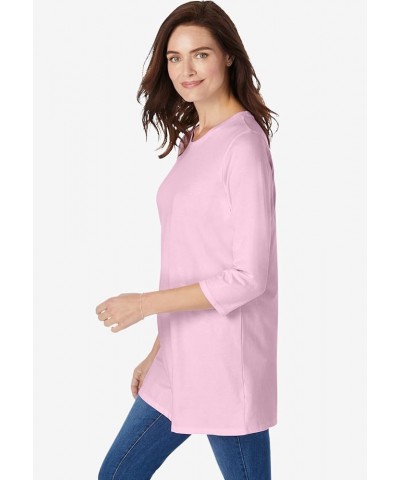 Women's Plus Size Perfect Three-Quarter Sleeve Crewneck Tunic - 22/24, Black Plum Purple $12.72 Tops