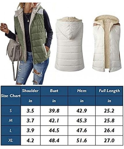 Womens Sherpa Fleece Full Zip Reversible Vest Warm Color Block Hoodie Outwear with Pocket Beige $23.39 Vests