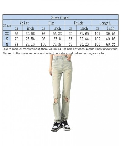 Women Distressed Baggy Jeans for Teen Girls Y2K Pants Straight Leg High Waisted Grunge Boyfriend Ripped Jeans Klight Blue $11...