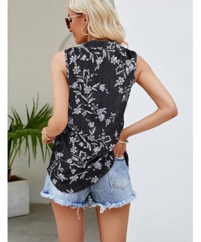 Sleeveless Tops for Women Dressy Casual Summer Blouses Trendy Eyelet Office Work Shirts Black Leaves $14.99 Tanks