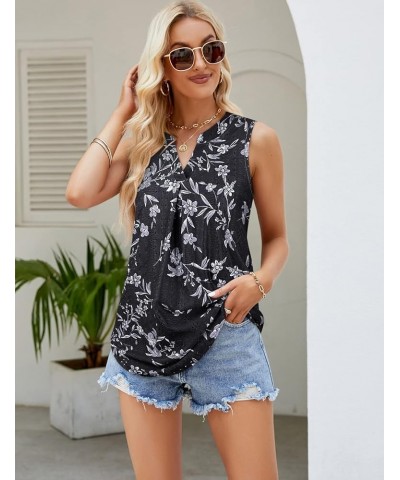 Sleeveless Tops for Women Dressy Casual Summer Blouses Trendy Eyelet Office Work Shirts Black Leaves $14.99 Tanks