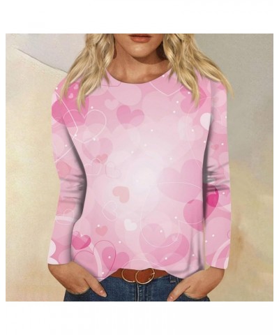 Valentines Day Shirts Women Casual Womens Long Sleeve Tops Graphic Tees Spring Fashion Trends Crew Neck Blouses 1-pink $7.73 ...