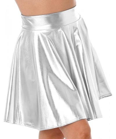 Women's PVC Transparent Pleated Skirt Clubwear High Waist See Through Short Mini Skirt Silver B $8.63 Skirts