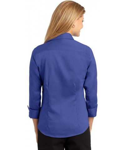 Ladies 3/4-Sleeve Non-Iron Button-Down Shirt Mediterranean Blue $18.74 Blouses