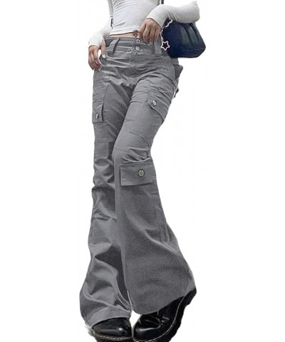 Low Waist Baggy Cargo Pants for Women Star Patterns Long Straight-Leg Harajuku Grunge Aesthetic Jeans with Pockets Grey B $24...