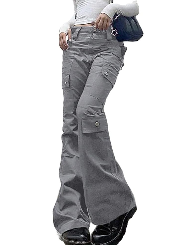 Low Waist Baggy Cargo Pants for Women Star Patterns Long Straight-Leg Harajuku Grunge Aesthetic Jeans with Pockets Grey B $24...