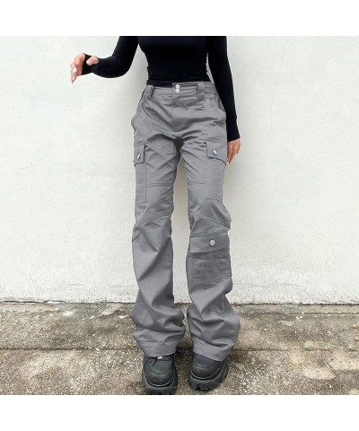 Low Waist Baggy Cargo Pants for Women Star Patterns Long Straight-Leg Harajuku Grunge Aesthetic Jeans with Pockets Grey B $24...