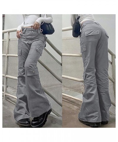 Low Waist Baggy Cargo Pants for Women Star Patterns Long Straight-Leg Harajuku Grunge Aesthetic Jeans with Pockets Grey B $24...