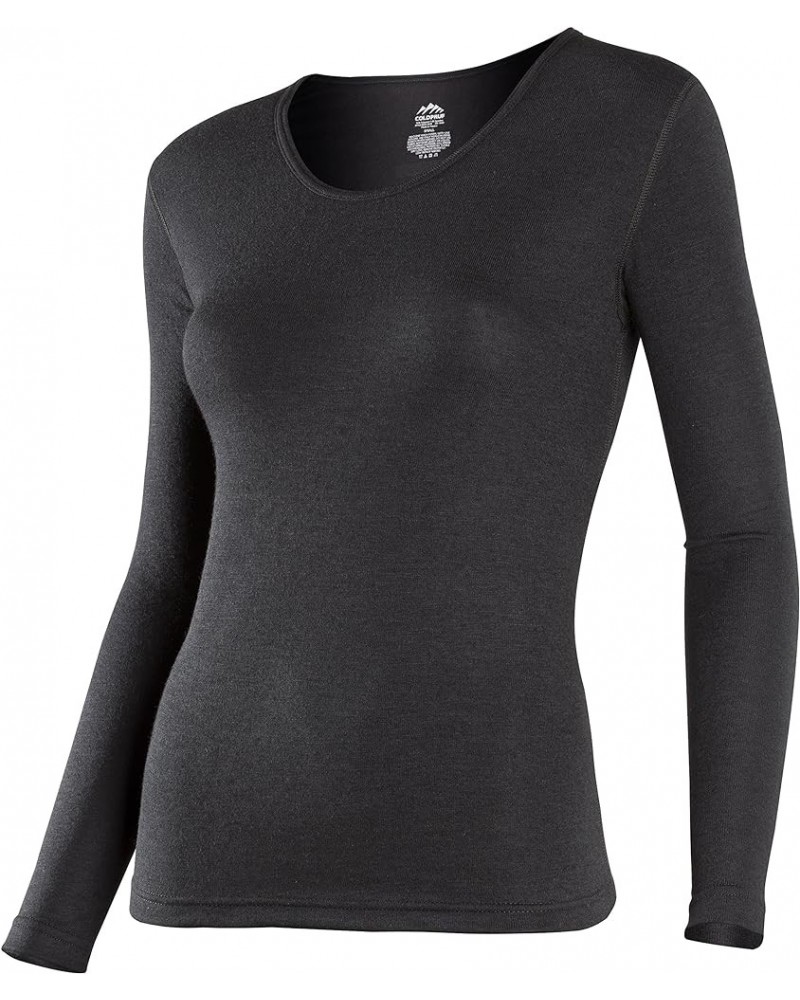 Women's Dual Layer Long Sleeve Crew Black $12.20 Activewear