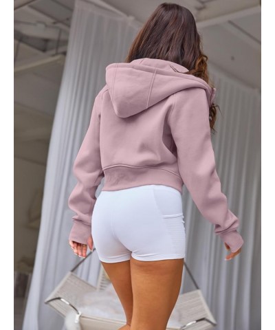 Womens Zip Up Hoodies Cropped Sweatshirts Fall Outfits Casual Hooded Pullover Sweaters Tops Winter Clothes 2024 Darkpink $21....