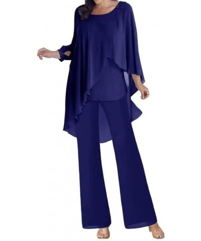 Women's Mother of The Bride Dress 3 Pieces Pant Suits Chiffon Outfit Formal Evening Gowns Wedding Guest Groom Dresses Peacock...