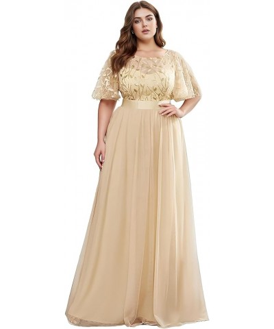 Womens Plus Size Sequin Long Formal Evening Dresses 0904 Gold $41.81 Dresses