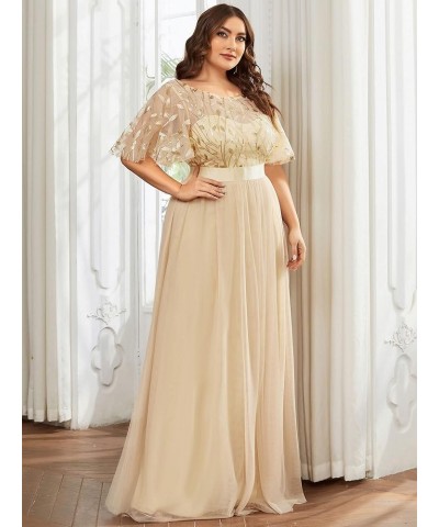 Womens Plus Size Sequin Long Formal Evening Dresses 0904 Gold $41.81 Dresses