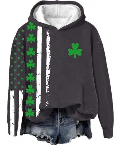 Women's St. Patrick's Day American Flag Print Sweatshirt Shamrock Graphic Casual Tops Clover Long Sleeve Pullover 09-american...