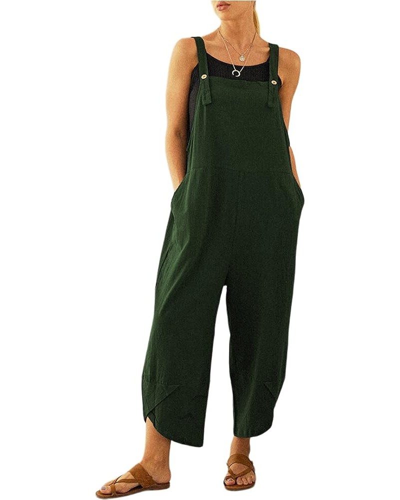 Jumpsuits for Women Casual Summer Jumpers Wide Leg Overalls Women Baggy Cotton Bib Harem Rompers 2 Armygreen $16.79 Overalls