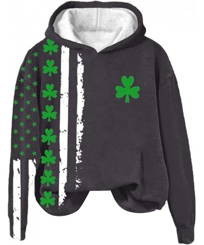 Women's St. Patrick's Day American Flag Print Sweatshirt Shamrock Graphic Casual Tops Clover Long Sleeve Pullover 09-american...