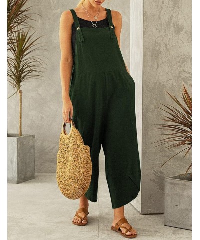 Jumpsuits for Women Casual Summer Jumpers Wide Leg Overalls Women Baggy Cotton Bib Harem Rompers 2 Armygreen $16.79 Overalls