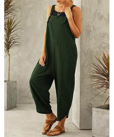 Jumpsuits for Women Casual Summer Jumpers Wide Leg Overalls Women Baggy Cotton Bib Harem Rompers 2 Armygreen $16.79 Overalls