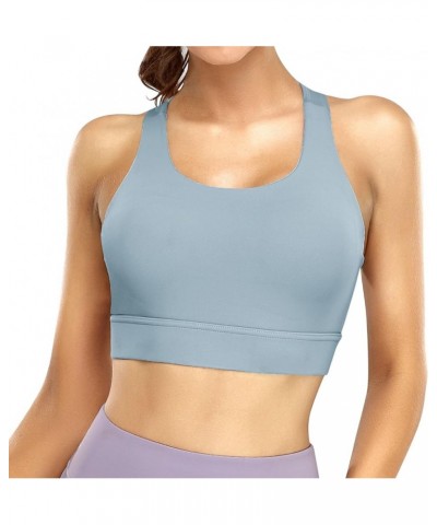 Sports Bras for Women-Womens Padded Sports Bra Racerback Yoga Sports Bras with Padding Wireless Bras with Support Blue Ashes ...